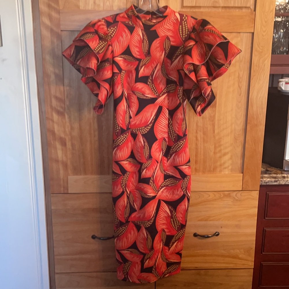 Akira Small Bird Orange Tropical Vacation Dress Size S Small